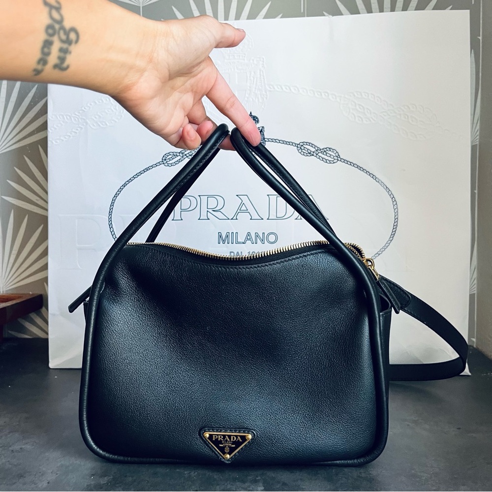 Prada darling leather handbag black